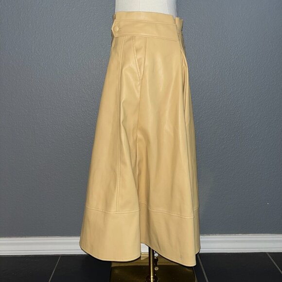 ANTHRO ANTHROPOLOGIE RYEGRASS REAL PECAN FAUX LEATHER FULL MIDI SKIRT. EUC  6 - Picture 5 of 12